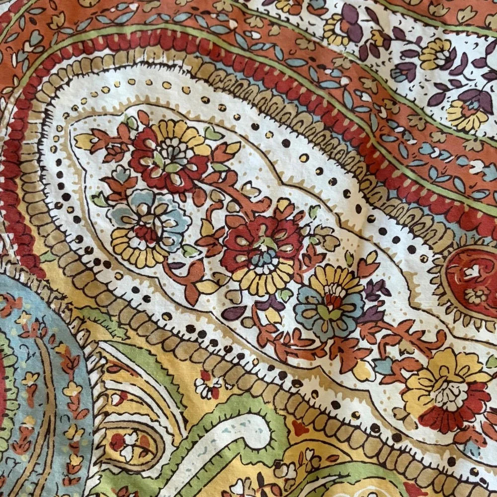 Pottery Barn‎ King Duvet Cover Harper Caesarea Cotton Paisley Floral Boho Earthy